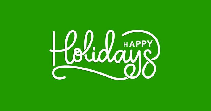 Happy Holidays text animation. Handwritten text calligraphy on the green screen alpha channel. Great for your vlog video so that everyone enjoys it. Transparent background, easy to put into any video