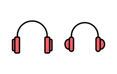 Headphone icon set illustration. Headphone sign and symbol