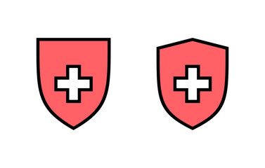 Health insurance icon set illustration. Insurance document sign and symbol