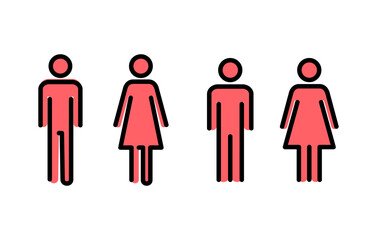 Man and woman icon set illustration. male and female sign and symbol. Girls and boys