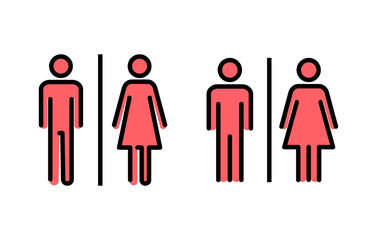 Toilet icon set illustration. Girls and boys restrooms sign and symbol. bathroom sign. wc, lavatory