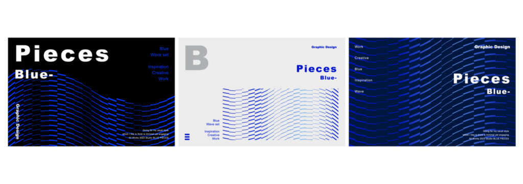 Modern pattern Pieces blue graphic template set presentation branding motif digital wave geometry dynamic