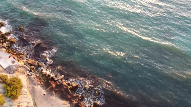 drone aerial tilt shot of ibiza Es Vedra ISland