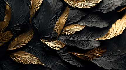 金色と黒の羽根模様の背景