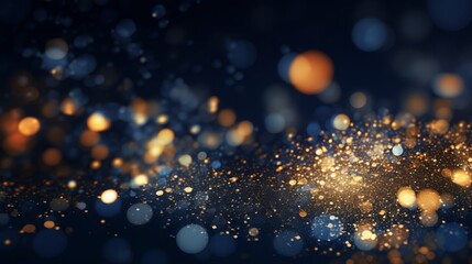 Christmas abstract background with dark blue and golden particles