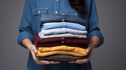 Assorted Shirts in Woman's Hands