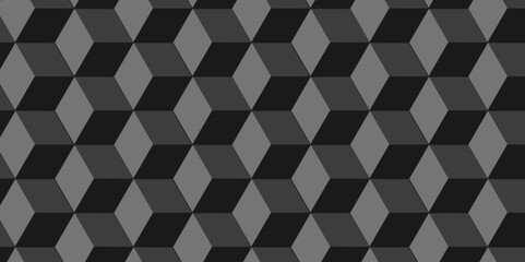 Fototapeta premium Black and gray geometric block cube structure mosaic and tile square background. Seamless geometric pattern abstract background. abstract cubes geometric wall or grid backdrop hexagon technology.