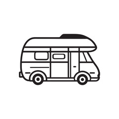 line illustration of camper van