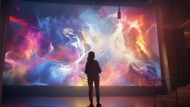 A dynamic and interactive visualization, where AI generated art pieces evolve and transform based on realtime feedback and emotional responses from viewers, demonstrating the ability of Aesthetic