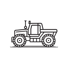line illustration of tractor, farmer truck