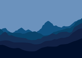 Fototapeta na wymiar Landscape with mountains. Vector illustration in flat style.
