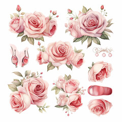 invitation rose watercolor wedding label romantic birthday border greeting graphic elegant 