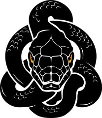 Black Mamba Snake Silhouette, Isolated Vector Illustration