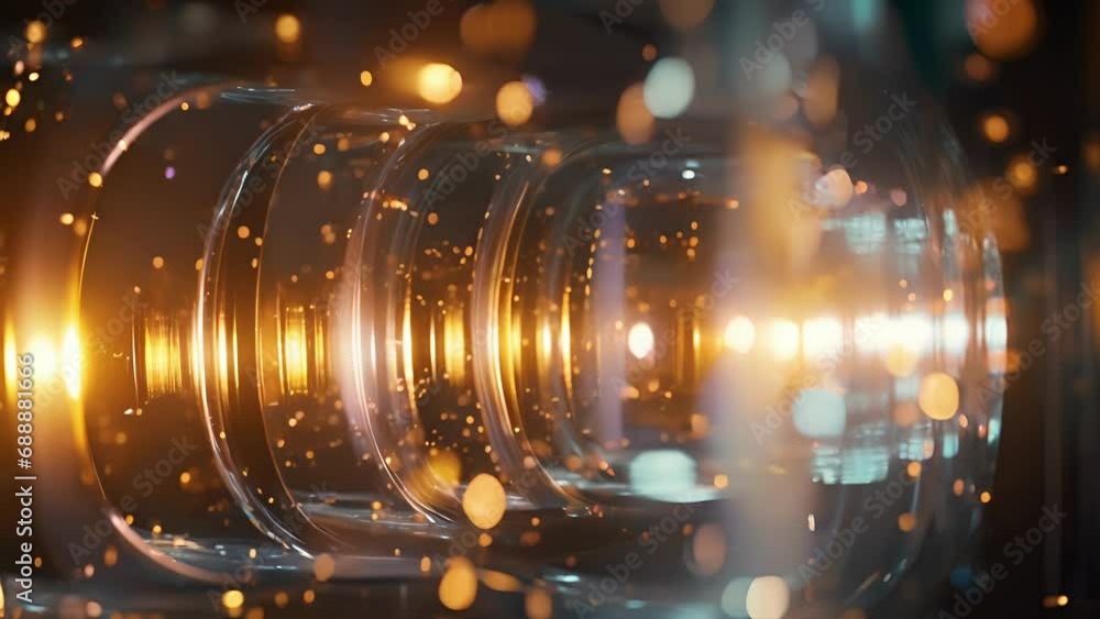 Poster closeup of a group of neutrinos passing through the detector, leaving only the faintest traces of in