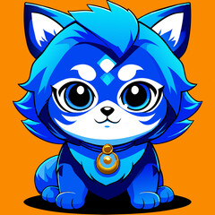 Fototapeta premium Wolf , Cute , Big eye , animal Body , Model Chibi