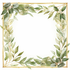 invitation painting trendy herb print watercolor wedding greenery poster border greeting gold