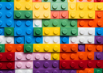 a white background featuring colorful Lego bricks, in the style of isometric, repetitive