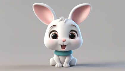 Cute cartoon bunny with happy expression - 3D Rendered Illustration