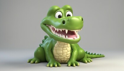 Fototapeta premium Crocodile cartoon character. 3D illustration. Funny animal.