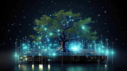 Digital Tree Concept on Technology Background
