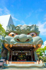 Namba Yasaka-jinja one of Osaka’s most distinctive places of worship with gigantic lion...