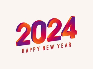 2024 new year 3d logo font vector with golden color design