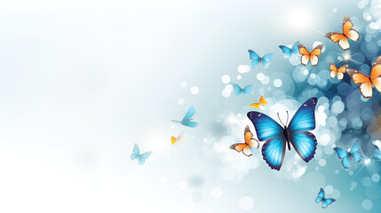 Fototapeta na wymiar butterfly on blue background,HD wallpaper.Beauty in Blues.AI Generative 