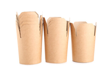 Takeaway paper boxes on white background