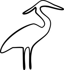 Egret bird graphic line element design vector