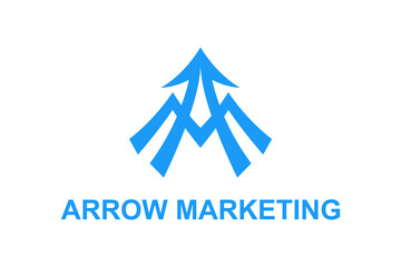 Initial letter A and M with arrow head logo design, simple minimalist icon symbol, business financial.