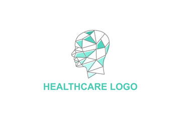 Human head logo artificial intelligence neural treatment, modern technology.