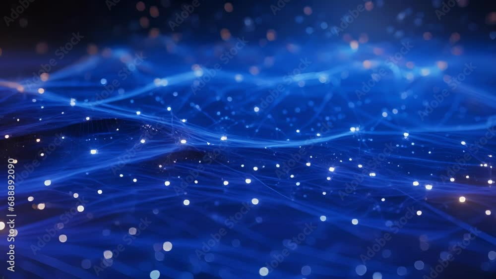 Poster a constellation of binary code and quantum particles, ilrating the merging of traditional and quantu