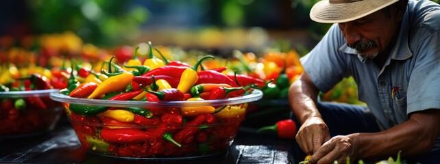 Industry Expertise: Mexican Factory's Chillies Processing Worker Demonstrate Skill and Dedication in the Production of Spice Products.