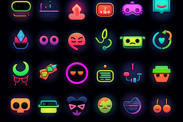 Colorful Neon Icons Pack - High Quality Illustration 
