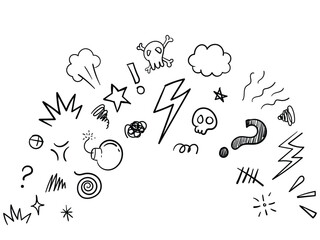 Doodle sketch style of Swearing icons hand drawn illustration