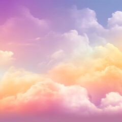 Tranquil Sky with Fluffy Clouds and Vibrant Colors generated by AI tool