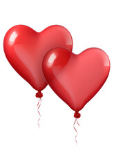 red heart shaped balloons on a transparent background