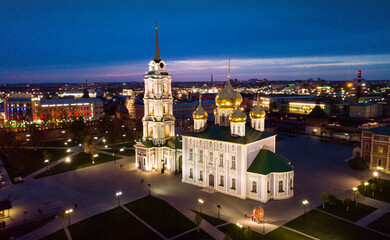 Night view of Kremlin and the Assumption Church in Tula, Russia