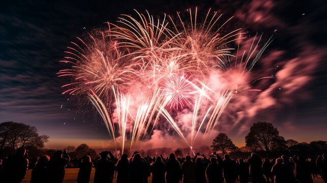 Festive Night Sky with Firework Spectacle generated by AI tool