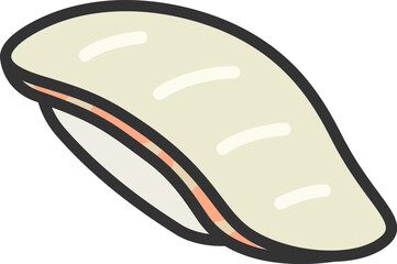 鯛の寿司のアイコン（線画カラー）のイラスト