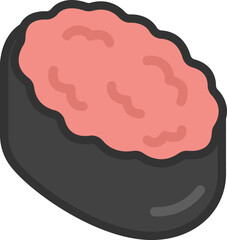 ネギトロ軍艦巻きの、寿司のアイコン（線画カラー）のイラスト