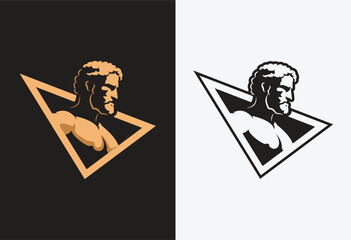 Hercules Heracles , Muscular Myth Greek Warrior Logo design illustration	 - obrazy, fototapety, plakaty