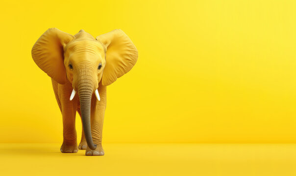 A Beautiful Yellow Elephant On A Yellow Background.