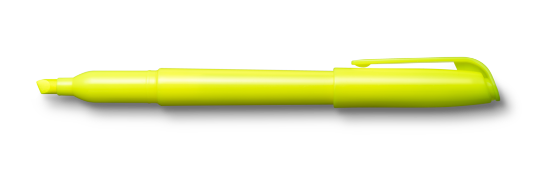 黄色い蛍光マーカー