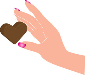 ハートのチョコレートと手
