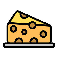 Cheese Colored Outline Icon Design Vector