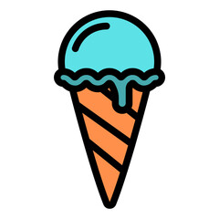 Ice Cream Colored Outline Icon Design Vector