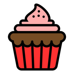 Cupcake Colored Outline Icon Design Vector