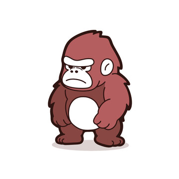 Vector illustration of a cute cartoon gorilla isolated on a white background.