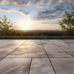 Natural sunset view from the rooftop, Generative AI